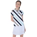 Pattern, Black, Blue, Gold, Lines, Stripes Women s Polo T-Shirt