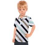 Pattern, Black, Blue, Gold, Lines, Stripes Kids  Polo T-Shirt