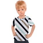 Pattern, Black, Blue, Gold, Lines, Stripes Kids  Sports T-Shirt