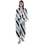 Pattern, Black, Blue, Gold, Lines, Stripes Maxi Satin Kimono