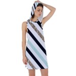 Pattern, Black, Blue, Gold, Lines, Stripes Racer Back Hoodie Dress