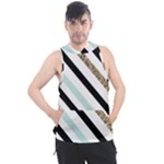 Pattern, Black, Blue, Gold, Lines, Stripes Men s Sleeveless Hoodie