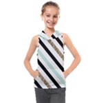 Pattern, Black, Blue, Gold, Lines, Stripes Kids  Sleeveless Hoodie