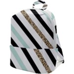 Pattern, Black, Blue, Gold, Lines, Stripes Zip Up Backpack