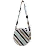 Pattern, Black, Blue, Gold, Lines, Stripes Crossbody Circle Bag