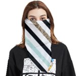 Pattern, Black, Blue, Gold, Lines, Stripes Face Covering Bandana (Triangle)