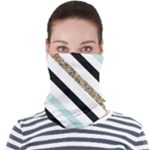 Pattern, Black, Blue, Gold, Lines, Stripes Face Seamless Bandana (Adult)