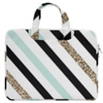 Pattern, Black, Blue, Gold, Lines, Stripes MacBook Pro 13  Double Pocket Laptop Bag