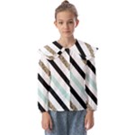 Pattern, Black, Blue, Gold, Lines, Stripes Kids  Peter Pan Collar Blouse