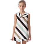 Pattern, Black, Blue, Gold, Lines, Stripes Kids  Pilgrim Collar Ruffle Hem Dress