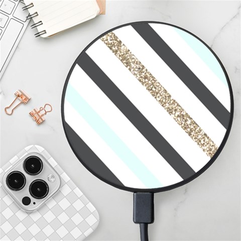 Pattern, Black, Blue, Gold, Lines, Stripes Wireless Fast Charger(Black) from ArtsNow.com