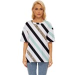 Pattern, Black, Blue, Gold, Lines, Stripes Oversized Basic T-Shirt