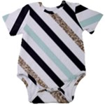 Pattern, Black, Blue, Gold, Lines, Stripes Baby Short Sleeve Bodysuit