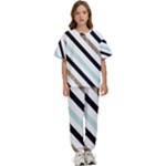 Pattern, Black, Blue, Gold, Lines, Stripes Kids  T-Shirt and Pants Sports Set