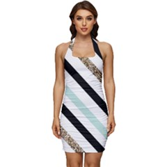 Sleeveless Wide Square Neckline Ruched Bodycon Dress 