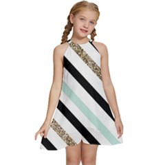 Kids  Halter Collar Waist Tie Chiffon Dress 