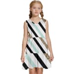 Pattern, Black, Blue, Gold, Lines, Stripes Kids  Sleeveless Tiered Mini Dress