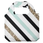 Pattern, Black, Blue, Gold, Lines, Stripes Premium Foldable Grocery Recycle Bag