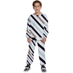 Pattern, Black, Blue, Gold, Lines, Stripes Kids  Sweatshirt set