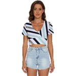 Pattern, Black, Blue, Gold, Lines, Stripes V-Neck Crop Top