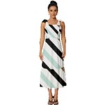 Pattern, Black, Blue, Gold, Lines, Stripes Tie-Strap Tiered Midi Chiffon Dress