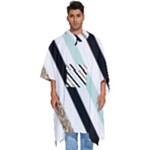 Pattern, Black, Blue, Gold, Lines, Stripes Men s Hooded Rain Ponchos