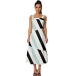 Pattern, Black, Blue, Gold, Lines, Stripes Square Neckline Tiered Midi Dress