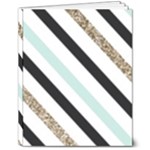 Pattern, Black, Blue, Gold, Lines, Stripes 8  x 10  Hardcover Notebook