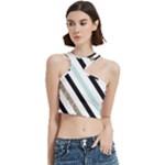 Pattern, Black, Blue, Gold, Lines, Stripes Cut Out Top