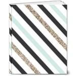 Pattern, Black, Blue, Gold, Lines, Stripes 8  x 10  Softcover Notebook