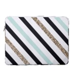 Pattern, Black, Blue, Gold, Lines, Stripes 15  Vertical Laptop Sleeve Case With Pocket