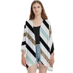 Open Front 3/4 Sleeve Batwing Chiffon Cardigan Kimono 