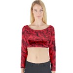 Red Roses , Red Buds, Red Roses Long Sleeve Crop Top