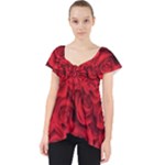 Red Roses , Red Buds, Red Roses Lace Front Dolly Top