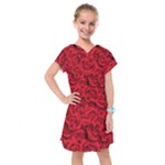 Red Roses , Red Buds, Red Roses Kids  Drop Waist Dress