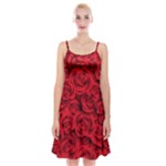 Red Roses , Red Buds, Red Roses Spaghetti Strap Velvet Dress