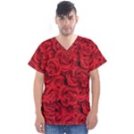 Red Roses , Red Buds, Red Roses Men s V-Neck Scrub Top