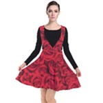 Red Roses , Red Buds, Red Roses Plunge Pinafore Dress