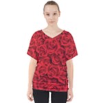 Red Roses , Red Buds, Red Roses V-Neck Dolman Drape Top