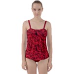 Red Roses , Red Buds, Red Roses Twist Front Tankini Set