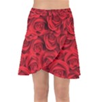 Red Roses , Red Buds, Red Roses Wrap Front Skirt