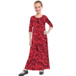 Red Roses , Red Buds, Red Roses Kids  Quarter Sleeve Maxi Dress