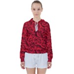 Red Roses , Red Buds, Red Roses Women s Tie Up Sweat