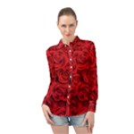 Red Roses , Red Buds, Red Roses Long Sleeve Chiffon Shirt