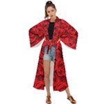 Red Roses , Red Buds, Red Roses Maxi Kimono