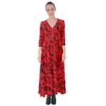 Red Roses , Red Buds, Red Roses Button Up Maxi Dress