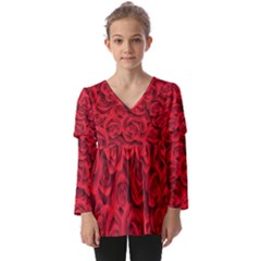 Kids  V Neck Casual Top 