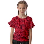 Red Roses , Red Buds, Red Roses Kids  Cut Out Flutter Sleeves