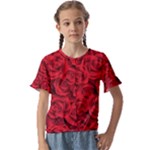 Red Roses , Red Buds, Red Roses Kids  Cuff Sleeve Scrunch Bottom T-Shirt