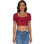 Red Roses , Red Buds, Red Roses Short Sleeve Square Neckline Crop Top 